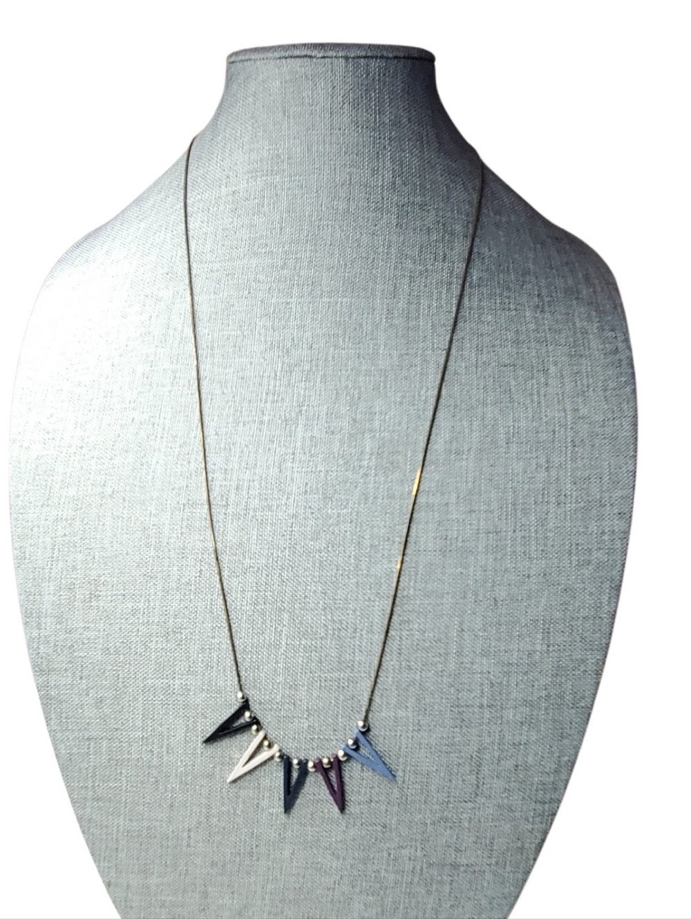 Vtg. Geometric Pendant Distressed Snake Chain Necklace